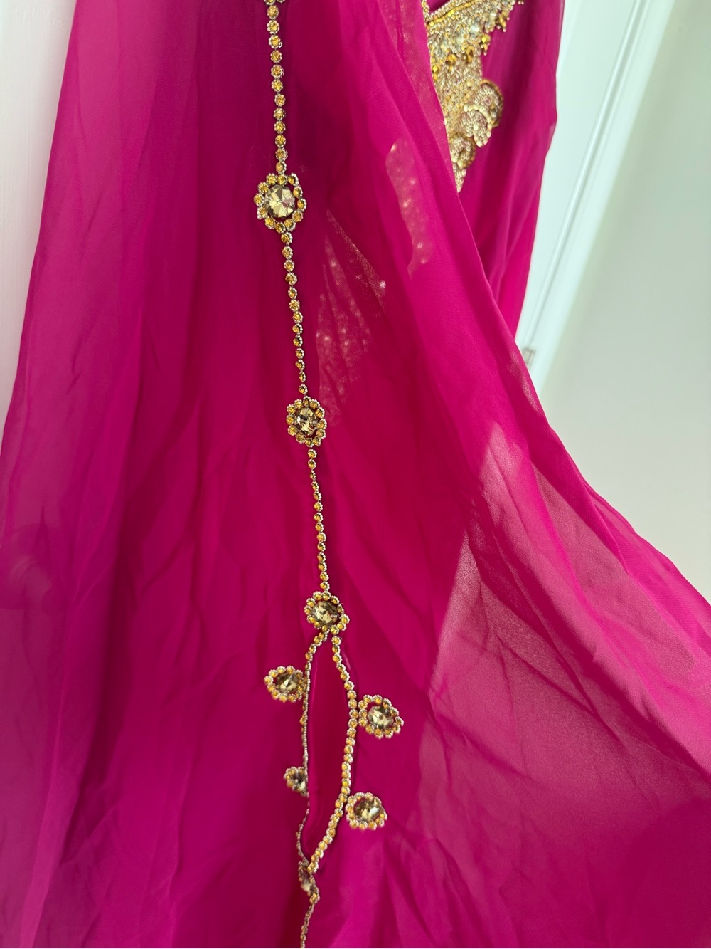 Fuchsia - Gold Embellished Caftan - Picture 3 of 3
